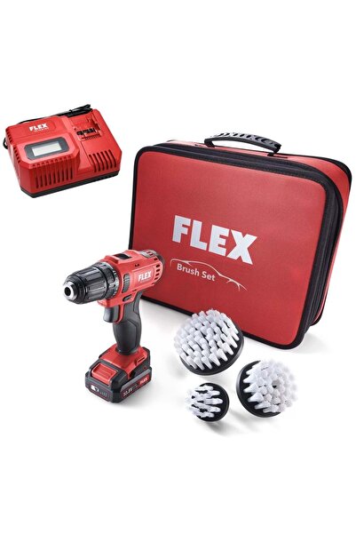 Flex Şarjlı Vidalama Ve Detaylı Temizlik Fırça Seti - Dd 2g Matkap, 3lü Fırça (10.8V 2.5AH AKÜLÜ)