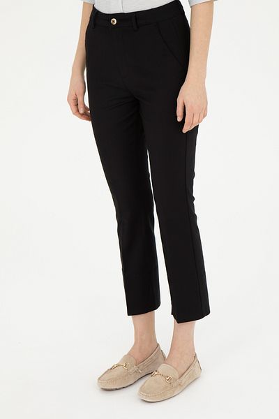 U.S. Polo Assn. Women's Black Toothpick Fit Canvas Trousers 50281742-Vr046