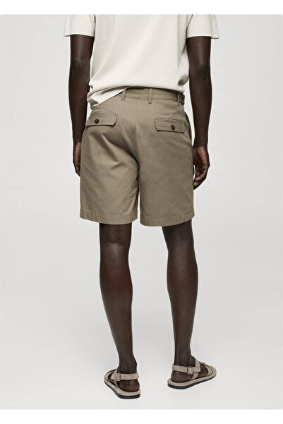 MANGO Man %100 balıksırtı desenli pamuklu bermuda şort