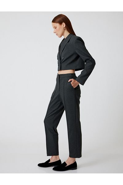 Koton Ribbed Pocket Standard Waist Carrot Cut Trousers