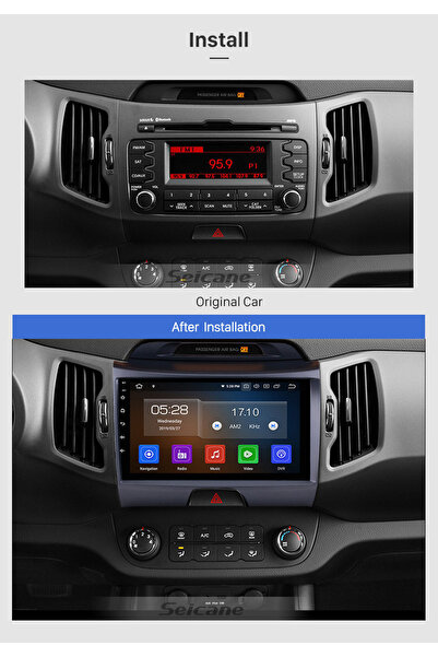 Necvox KIA SPORTAGE 2010-2015 Uyumlu MULTİMEDYA NAVİGASYON USB KAMERA CARPLAYER 4 RAM