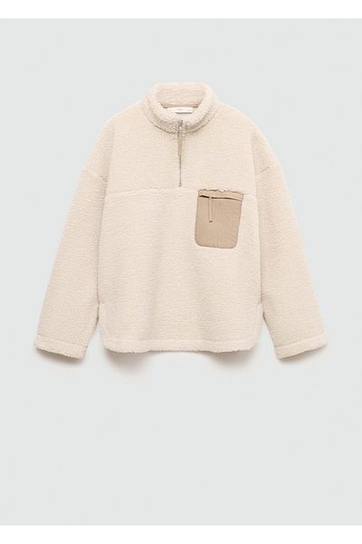 MANGO Woman Dark Wool Contrast Sweatshirt