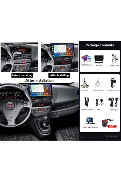 Navigold FIAT DOBLO 2010-2015 Uyumlu MULTİMEDYA NAVİGASYON USB KAMERA CARPLAYER 6 RAM