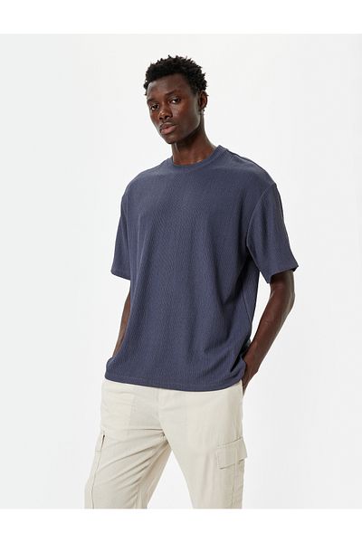 Koton Textured Crew Neck Oversize Short Sleeve T-Shirt