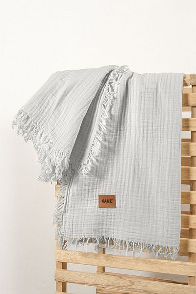 Kanz 2 Layer Baby Muslin Blanket - 100% Cotton, 100X120 Stone Color