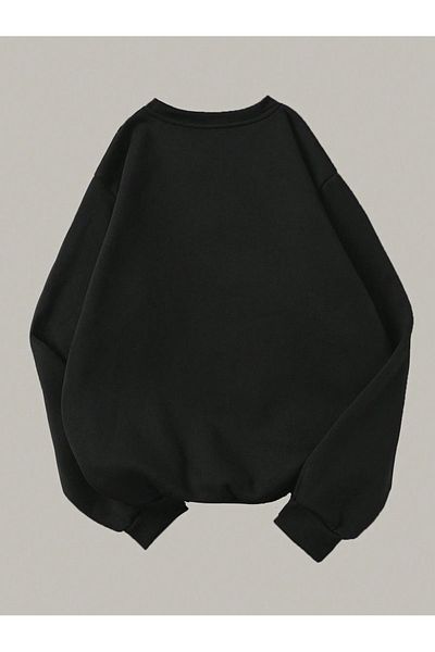 Pink Sky Christmas Believe Front Printed Black Oversize Hooded Sweatshirt6