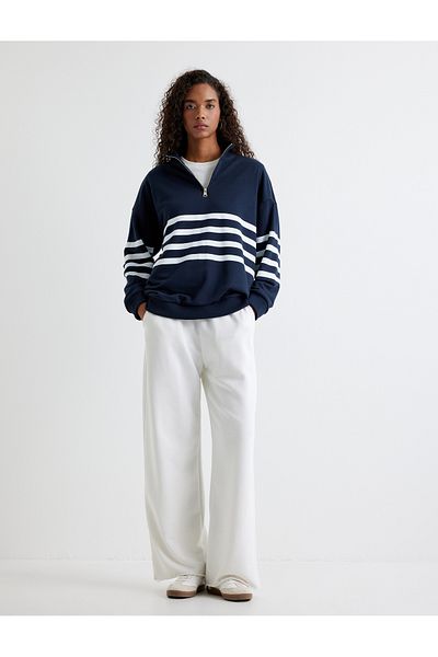 Koton Navy Blue Women's Sweatshirt - 5Wak10095Ek
