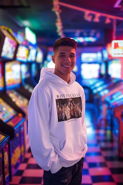 WİDİ Botticelli Street Style - Καλλιτεχνικό σχέδιο με στάμπα Streetwear κανονική εφαρμογή 100% βαμβακερό φούτερ