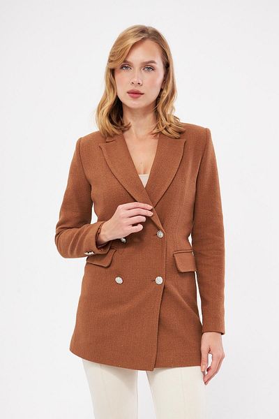 LOVELF Μπουφάν Tweed με διπλό στήθος με ασημί κουμπί