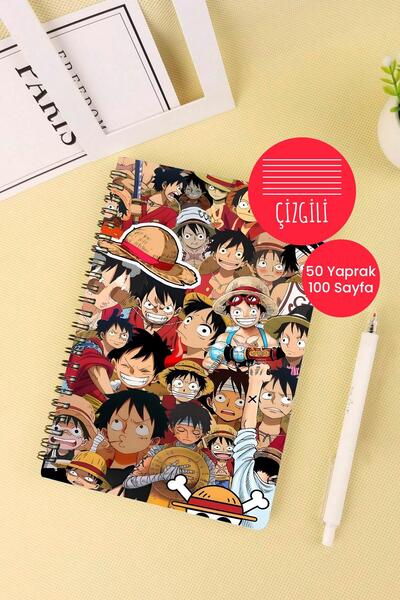 Anime Marketi قطعة واحدة من دفتر المدرسة ذو الطابع الأنمي A5، 50 ورقة، 100 صف...