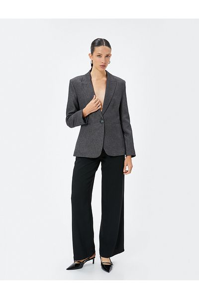 Koton Double Breasted Cut Blazer Jacket - Regular Fit with Pockets