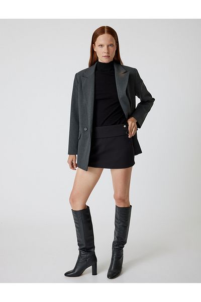 Koton Fusta mini scurtă cu talie joasă, slim fit, detaliată cu nasturi