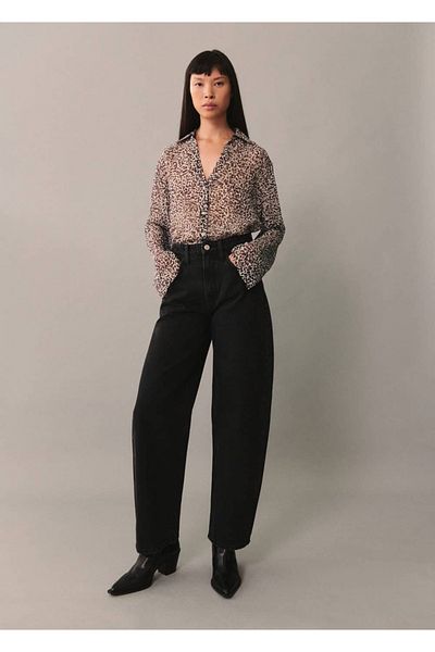 MANGO Woman Leopard Print Fluid Shirt