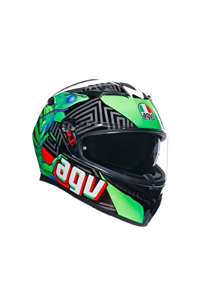 AGV K3 Kamaleon Black Red Green Kapalı Kask