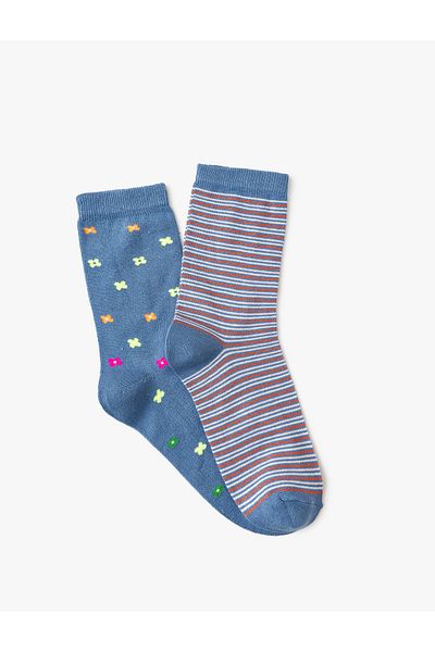 Koton Set de 2 șosete cu dungi - Multicolor