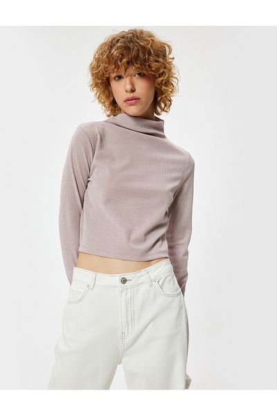 Koton Basic Long Sleeve T-Shirt Camisole Stand Collar Slim Fit