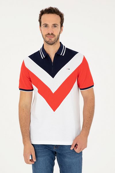 U.S. Polo Assn. Men's Regular Fit Polo Neck Red T-Shirt 50281563 -Vr030