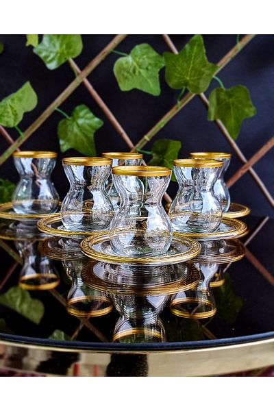 SEÇKİNEV Lace Gold 12 Piece Tea Set