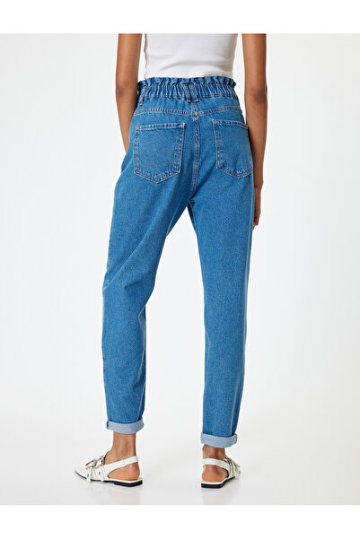 Koton Elasztikus derekú, magas derekú gombos Mom Jean nadrág