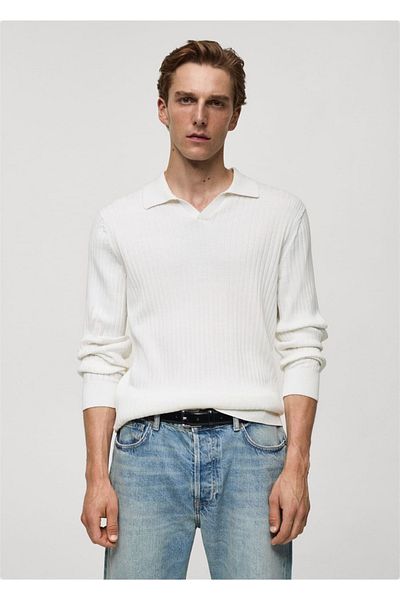 MANGO Man Polo Look Thin Line Woven