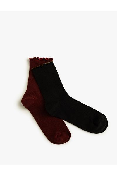 Koton Set de 2 șosete cu detaliu cu volane colorate