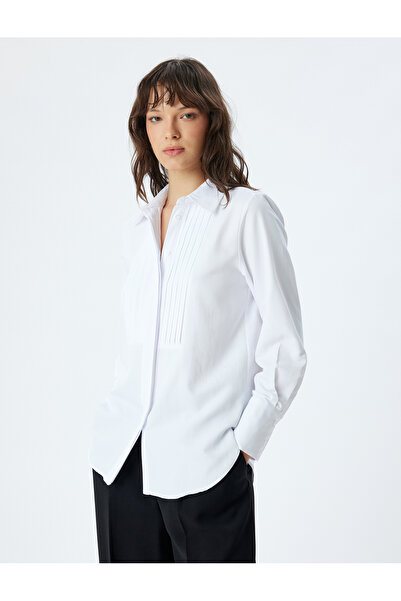 Koton Langärmliges Smokinghemd aus Baumwolle – Hüftlänge