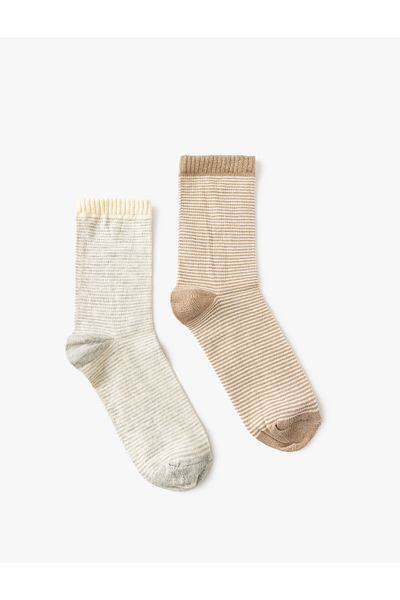 Koton Set de 2 șosete cu dungi - Multicolor