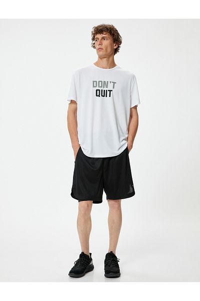 Koton Tricou sport de bază cu mânecă scurtă cu imprimeu cu slogan