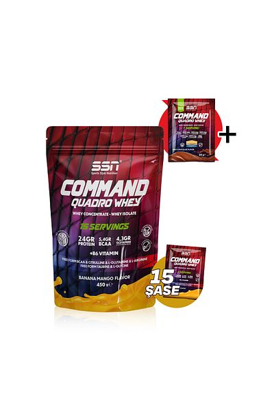 SSN Sports Style Nutrition Command Quadro 450 G Whey Protein Powder - 15 Chassis Banana Mango