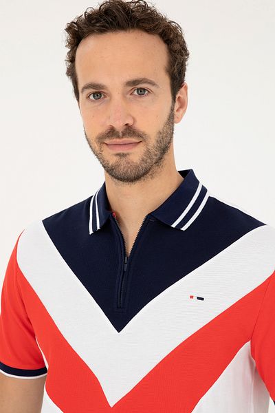 U.S. Polo Assn. Men's Regular Fit Polo Neck Red T-Shirt 50281563 -Vr030