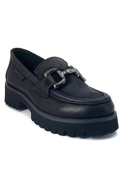 Mammamia D25Ka-3175 Black Nubuck Leather Women's Loafer Shoes