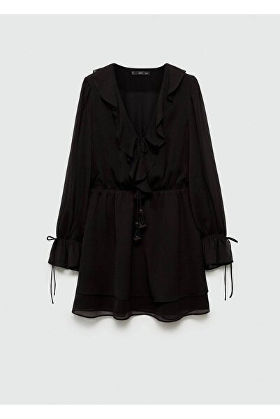 MANGO Woman Fırfırlı kısa elbise