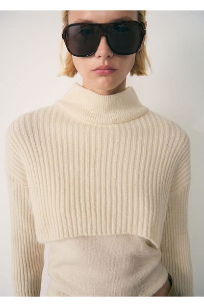 MANGO Woman Stand Collar Karma Sweater