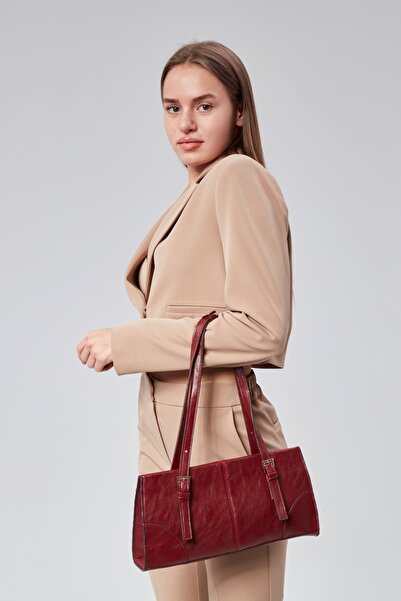 Çantacımstore Burgundy Mng Women's Shoulder Bag - Buckle