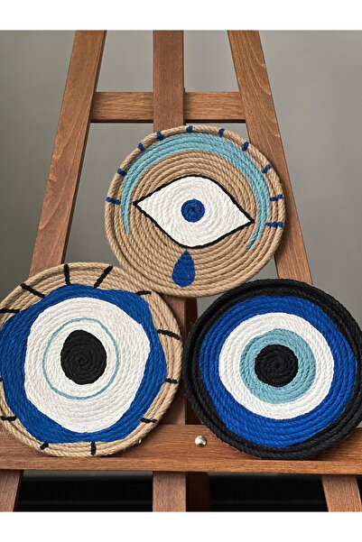 SBN Tasarım Afrika Etnik Üçlü Hasır Tabak Seti Bohem Afrikan Sepeti Duvar Dekoru