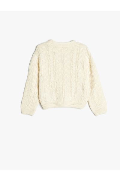 Koton Basic-Strickjacke mit V-Ausschnitt und Knopfdetail