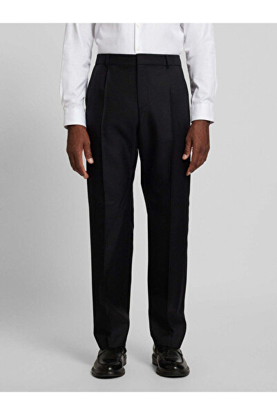 BOSS Erkek Pamuklu Gizli Düğmeli Slim Fit Siyah Pantolon 50527952-001