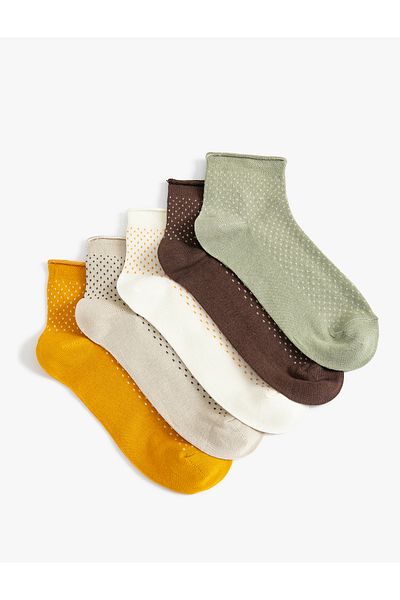 Koton Set de 5 șosete papuci cu buline multicolore