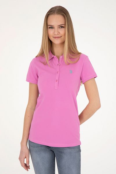 U.S. Polo Assn. Γυναικείο μπλουζάκι με ροζ Basic Polo Neck 50280057 -vr037