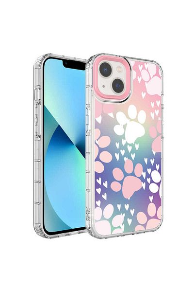zore iPhone 14 Compatible Camera Protected Colorful Patterned Hard Silicone Zore Korn Case-No7