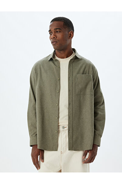 Koton Μακρυμάνικο βαμβακερό πουκάμισο Classic - Λεπτομέρεια τσέπης