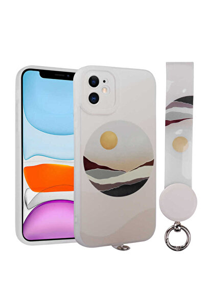iPhone 11 Uyumlu Desenli El Askılı İpli Zore Arte Silikon Kılıf-NO2