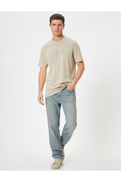 Koton Crew Neck Printed Cotton T-Shirt
