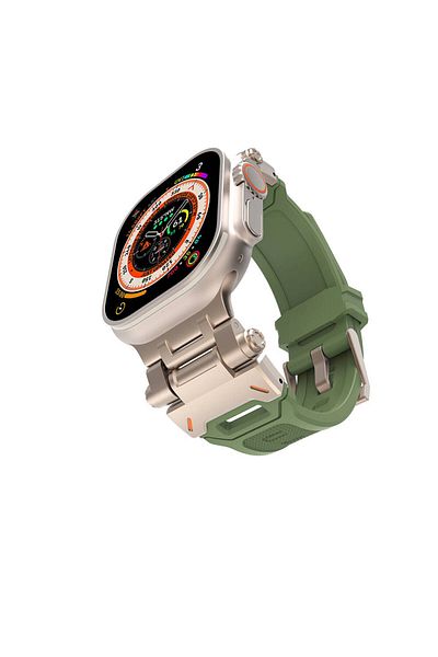 zore ساعة Watch Ultra 49 مم CLO-KRD-108 سوار CLO-KRD-108 من السيليكون برأس معدني-أخضر