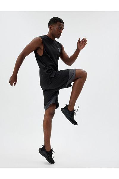 Koton Color Blocked Sports Shorts - Elastic Waist and Pocket Detail