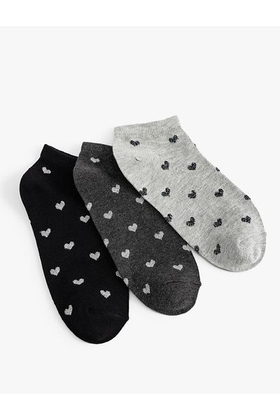 Koton Set de 3 șosete cu inimioare multicolore