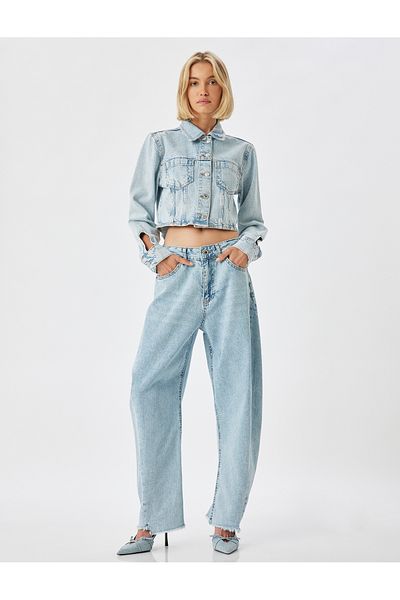 Koton Jeans mit hoher Taille und geknöpftem Bein – Ballon-Fit-Jeans