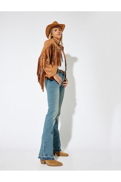 Koton StanDarD Waist RibbeD SPanish Leg Slim Fit Jeans - ButtoneD Flare Jeans