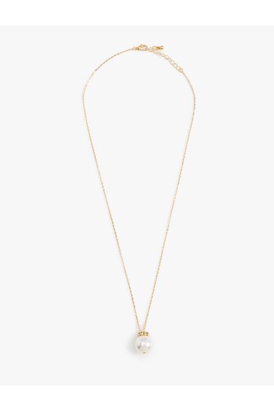 Koton Steel Necklace with Pearl Charm Detail