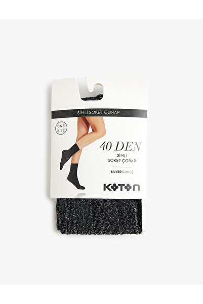 Koton Diz Altı Soket Çorap Simli